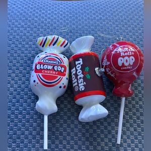 Blow Pop and Tootsie Roll Pop Ornament Bundle - Red, White, Brown